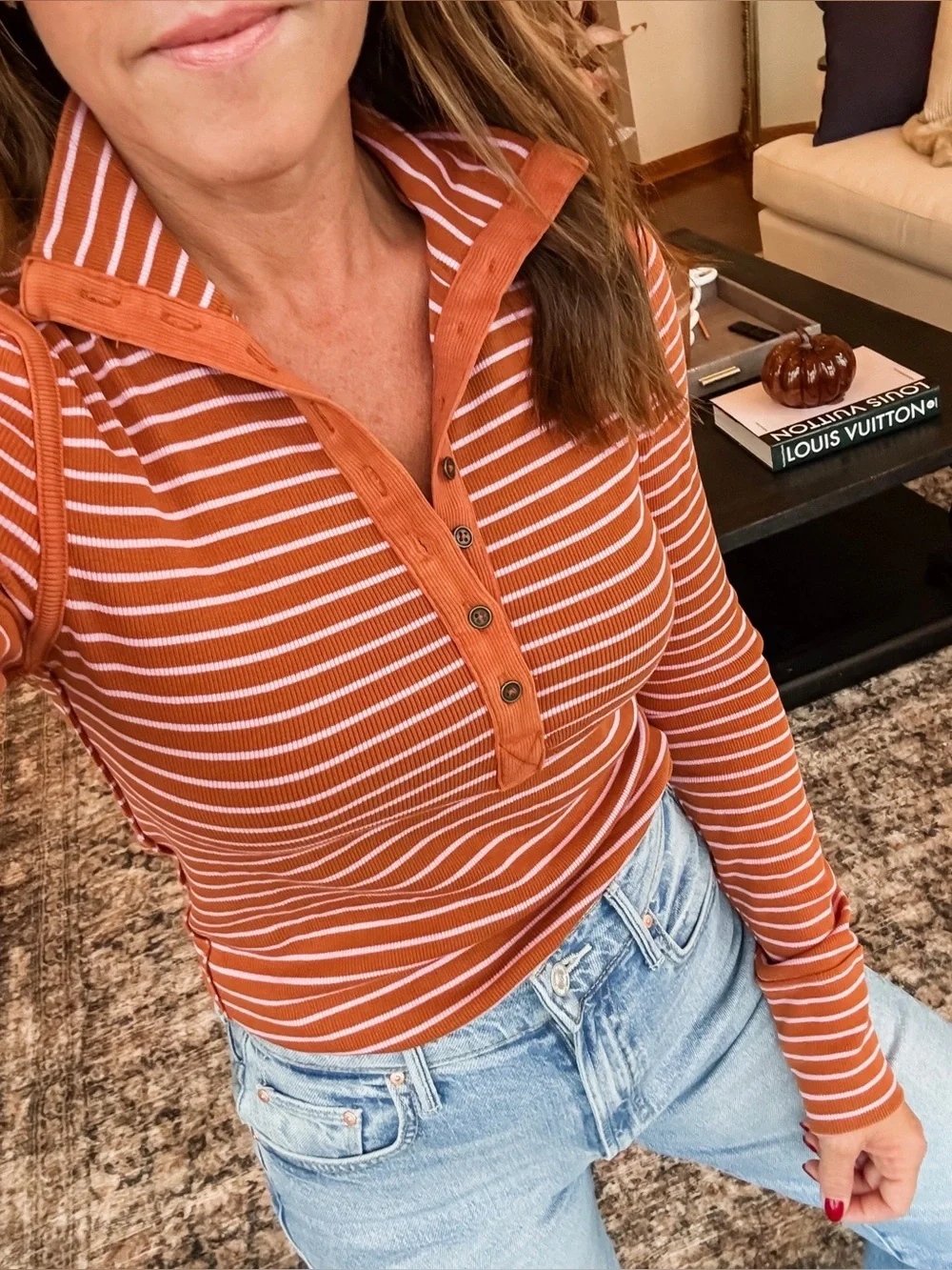 FREE PEOPLE Lake Striped Henley L